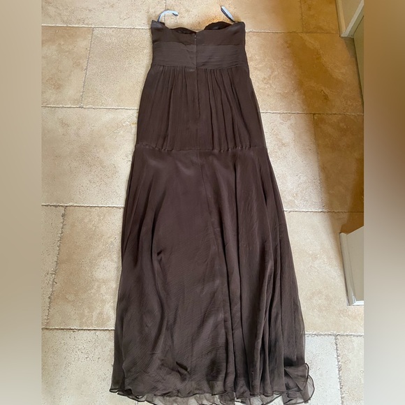 Jenny Yoo Collection 100% Silk Chiffon Brown Bridesmaid Formal Gown 12 - Picture 12 of 13